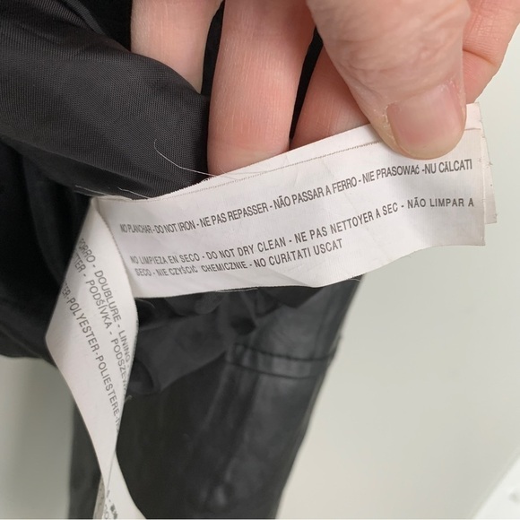 Zara Basic Black Faux Leather Jacket Size L - Picture 7 of 8